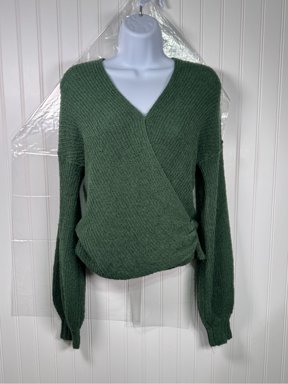 ASTR The Label Olive Green Wrap Front Women's Sweater